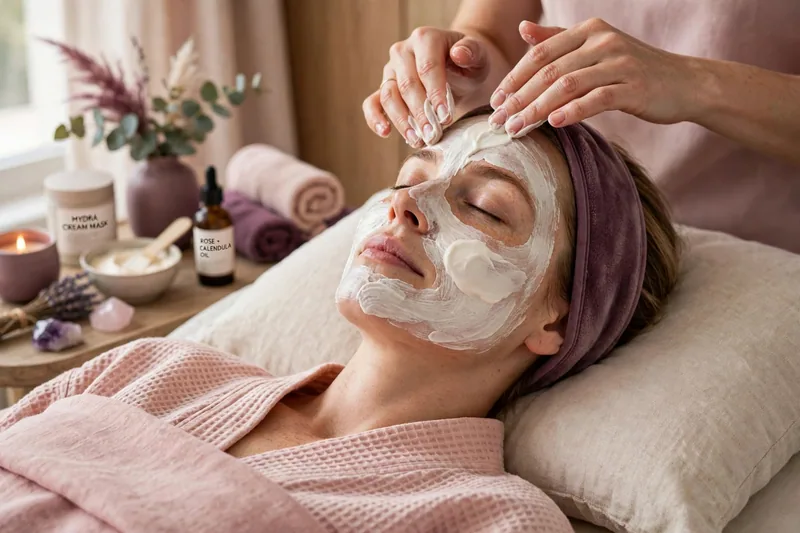 A relaxing facial treatment in a calm, private suite