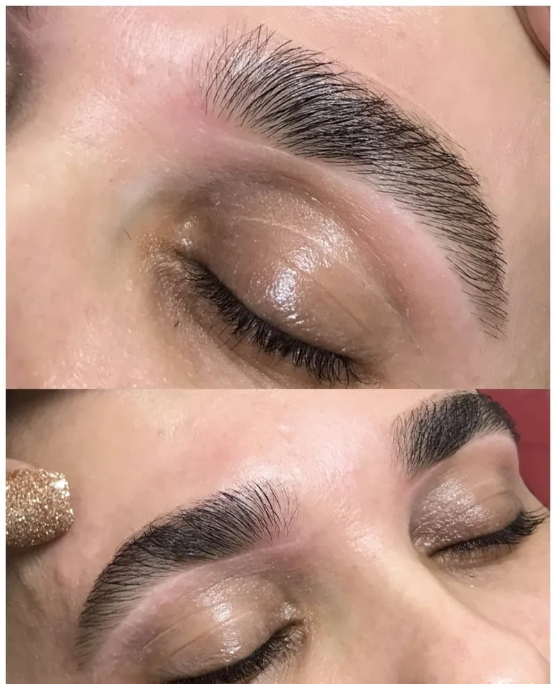 Close-up of freshly sculpted brows by Jodi-Ann Thompson at Signature Effexx Beauty